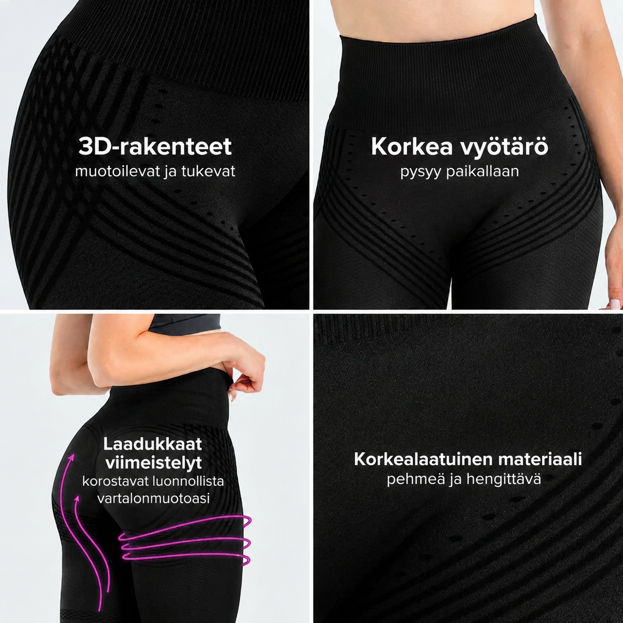 3D-muotoileva legging – Push-up- ja selluliittivaikutus