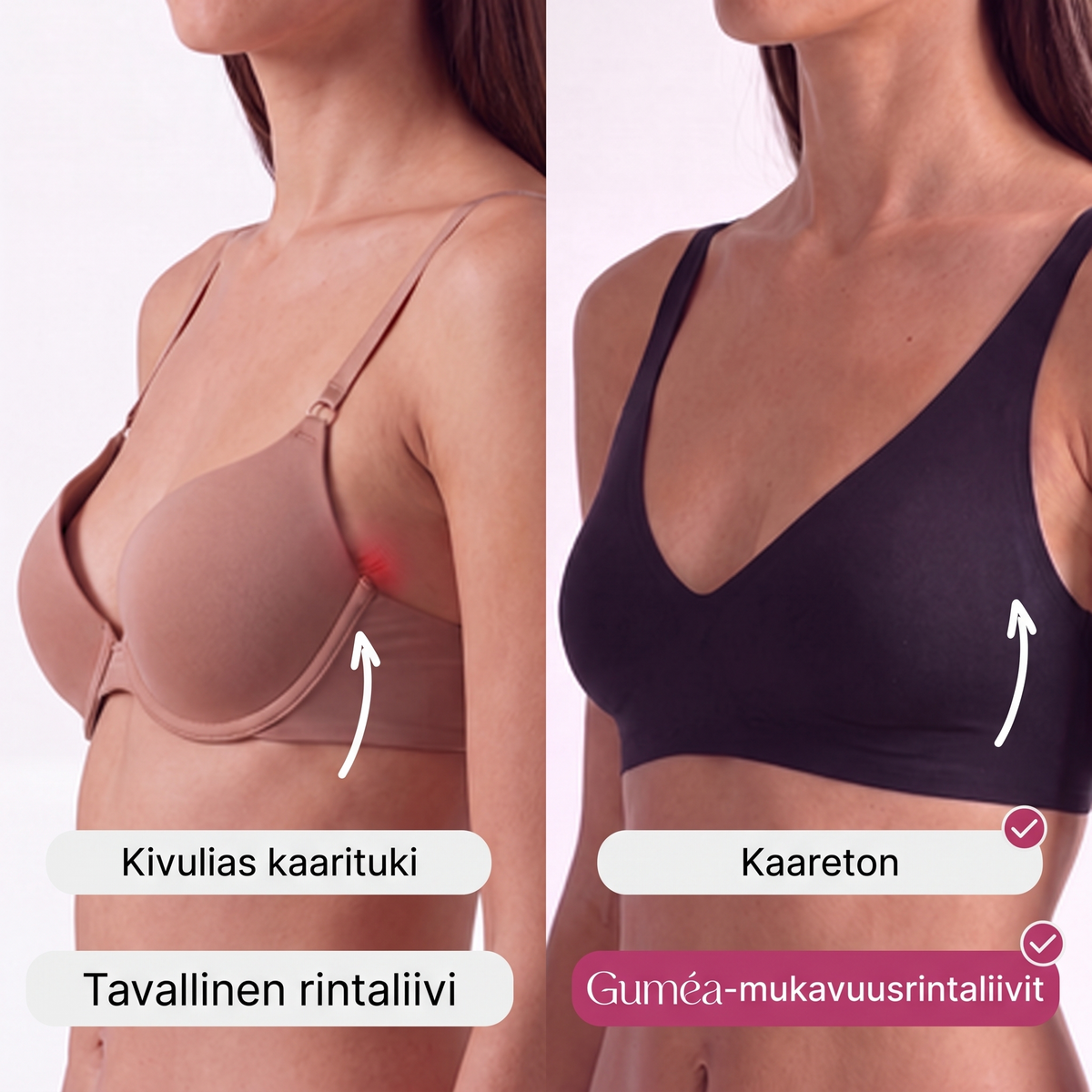 Guméa-mukavuusrintaliivit – saumattomat ja kaarettomat