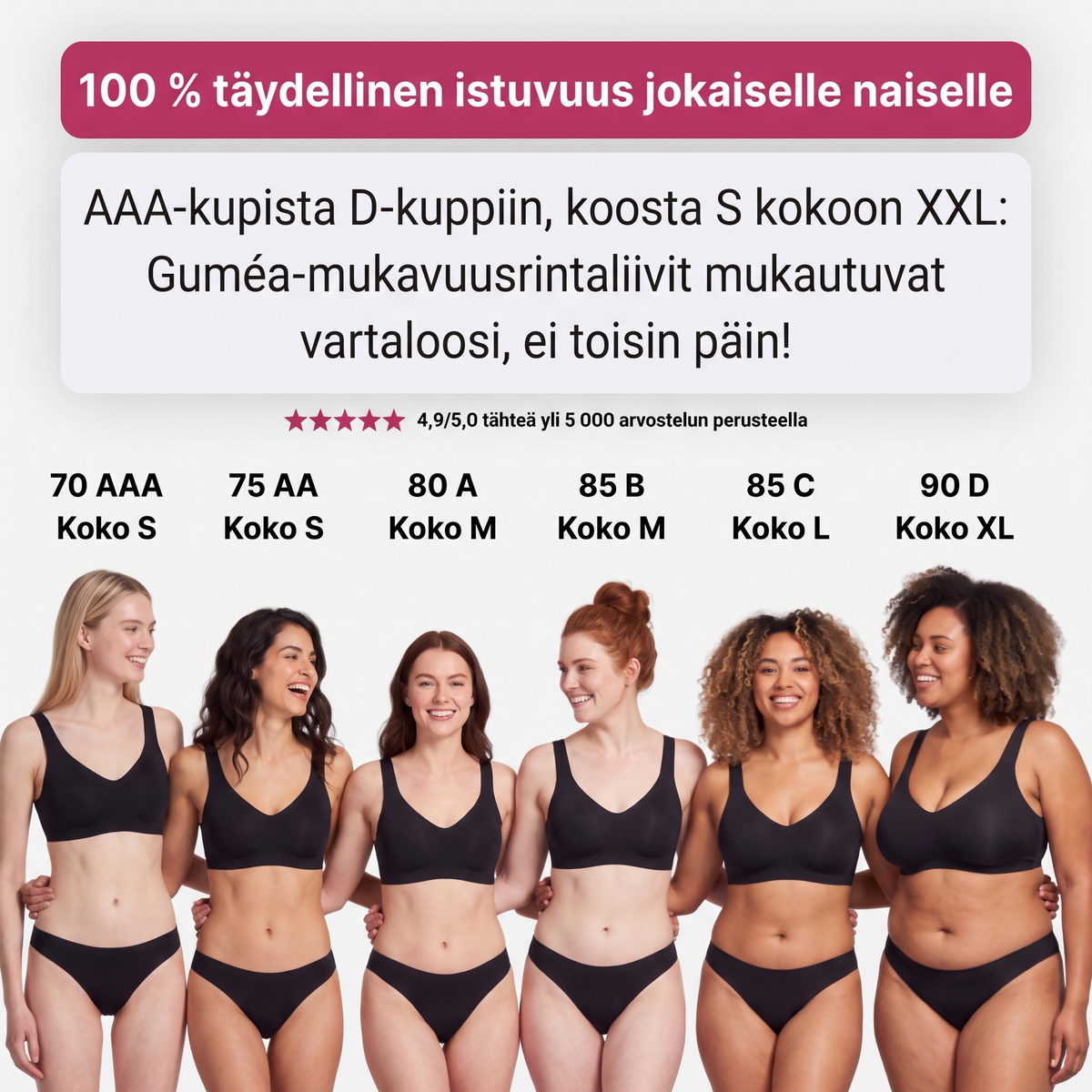 Guméa-mukavuusrintaliivit – saumattomat ja kaarettomat