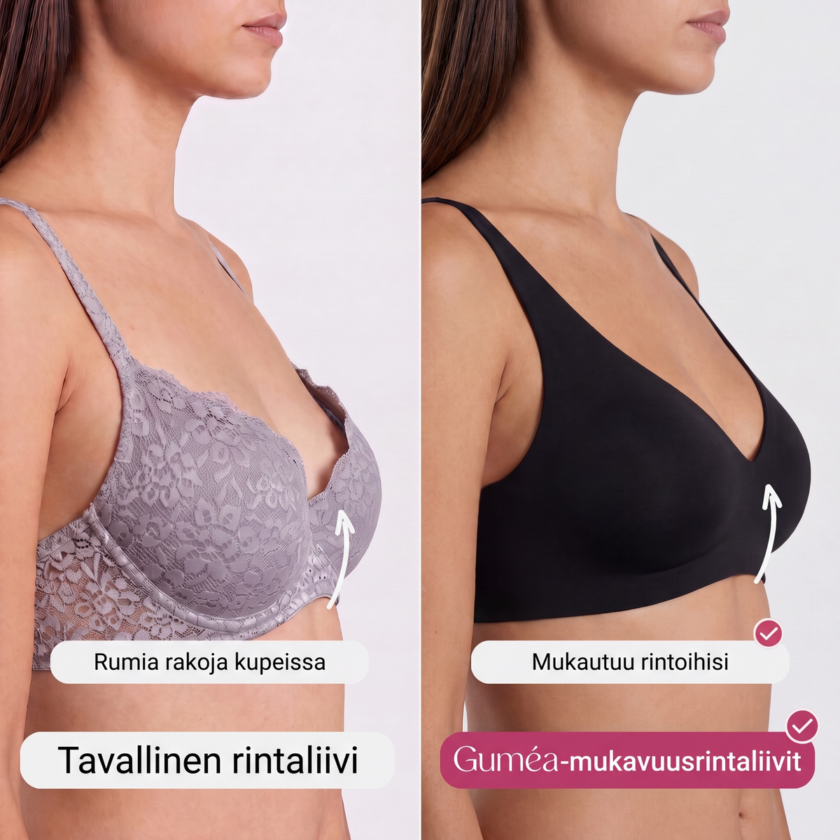 Guméa-mukavuusrintaliivit – saumattomat ja kaarettomat